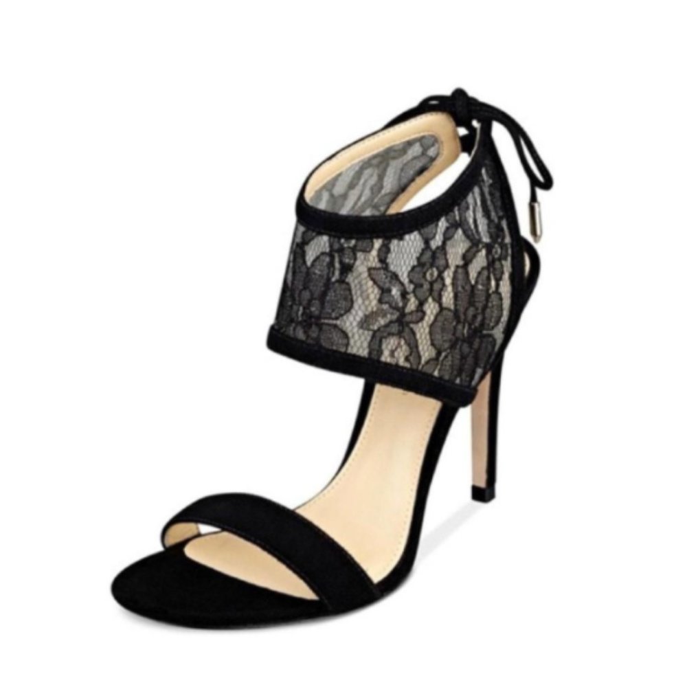 Ivanka Trump 4" Suede and Lace Black Heels